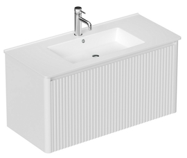 Тумба под раковину Allen Brau Gravity 100 1.370018.WM подвесная, со столешницей Paris 100 из белого камня, белая матовая - фото, отзывы, цена