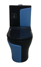 Унитаз-моноблок Emmy EY-9006, с сиденьем термопласт с микролифтом черный/голубой - фото, отзывы, цена