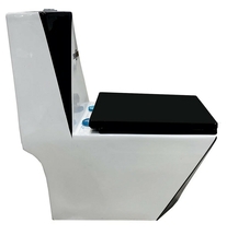 Унитаз-моноблок Emmy EY-9013, с сиденьем термопласт с микролифтом черный/белый - фото, отзывы, цена
