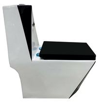 Унитаз-моноблок Emmy EY-9014, с сиденьем термопласт с микролифтом черный/белый - фото, отзывы, цена