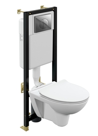 Комплект Cersanit PARVA CO DPL EO SLIM + инсталляция BLACK + кнопка LEON ПЛАСТИК ХРОМ ГЛЯНЦЕВЫЙ - фото, отзывы, цена