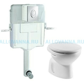 Смывной бачок скрытого монтажа Grohe GD 2 38895000 с кнопкой смыва + Унитаз приставной Roca Victoria 344397000 с крышкой микролифт - фото, отзывы, цена