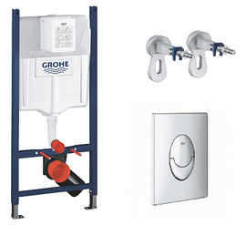 Система инсталляции для унитазов Grohe Rapid SL 38840000 с клавишей смыва Skate Air 38505000 и настенными уголками Rapid SL 3855800M - фото, отзывы, цена
