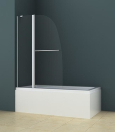 Душевая шторка на ванну Azario Boston 100х140, складная, 6мм, с поручнем, хром - фото, отзывы, цена