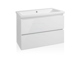 Тумба подвесная Style Line El Fante Даймонд СТЕКЛО 80 и умывальник Комо 80 Люкс белая - фото, отзывы, цена