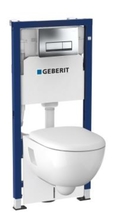 Комплект инсталляция Geberit Duofix Renova и унитаз подвесной безободковый Geberit Renova Premium, кнопка смыва хром, 458.128.21.1-20307 - фото, отзывы, цена