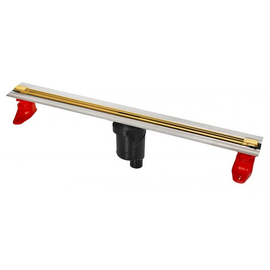 Желоб Berges SUPER Slim 800, золото глянец, S-сифон D50/105 H50 вертикальный, 092054 - фото, отзывы, цена