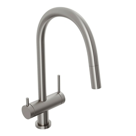 Смеситель для кухни Abelsberg Aera EMF71709BN c вытяжным изливом и фильтром для воды, титан - фото, отзывы, цена