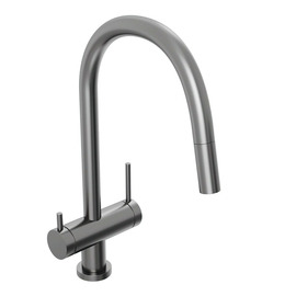 Смеситель для кухни Abelsberg Aera EMF71709GM c вытяжным изливом и фильтром для воды, космическая сталь - фото, отзывы, цена
