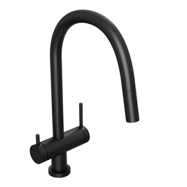 Смеситель для кухни Abelsberg Aera EMF71709MB c вытяжным изливом и фильтром для воды, матовый черный - фото, отзывы, цена