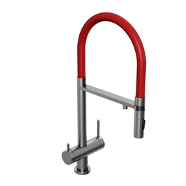 Смеситель для кухни Abelsberg Venta IXF73979GM c гибким изливом и фильтром для воды, космическая сталь - фото, отзывы, цена