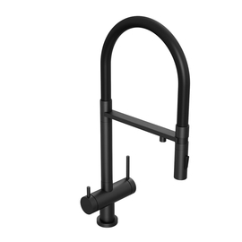 Смеситель для кухни Abelsberg Venta IXF73979MB c гибким изливом и фильтром для воды, вулканический черный - фото, отзывы, цена