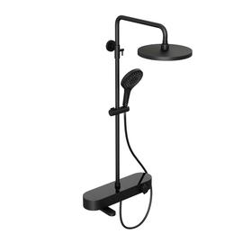 Душевая система Abelsberg Intensa SNS52655MB с термостатом и полкой для ванны и душа, вулканический черный - фото, отзывы, цена
