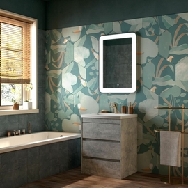 Тумба с раковиной Art & Max Family напольная с тремя выкатными ящиками, Cemento Veneto, 580x470x845 - фото, отзывы, цена