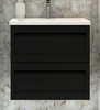 Тумба с раковиной Art & Max Platino подвесная с двумя выкатными ящиками, Черный матовый 580x550 - фото, отзывы, цена