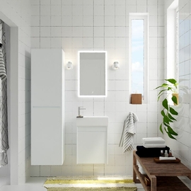 Тумба с раковиной Art & Max Family подвесная с одной распашной дверцей, Bianco Lucido, 400x220x500 - фото, отзывы, цена