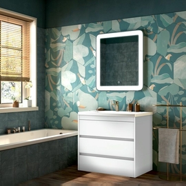 Тумба с раковиной Art & Max Family напольная с тремя выкатными ящиками, Bianco Lucido, 900x480x845 - фото, отзывы, цена