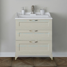 Тумба Акватон Леон 65 Н дуб бежевый и Умывальник Фабиа 650 - фото, отзывы, цена