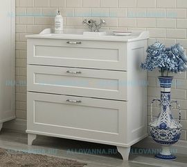 Тумба Акватон Леон 80 Н дуб белый и Умывальник Фабиа 80 - фото, отзывы, цена
