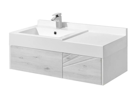 Тумба Акватон Сакура 100 и раковина Сакура 1000, ольха наварра, белый глянец - фото, отзывы, цена