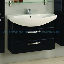 Тумба Акватон Ария 80 М и Умывальник Смайл 80, черная - фото, отзывы, цена