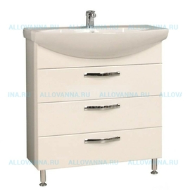 Тумба Акватон Ария 80 Н и Умывальник Смайл 80, белая - фото, отзывы, цена