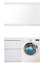 Тумба напольная Style Line El Fante Даймонд 120, СТЕКЛО, Люкс белая, PLUS с раковиной Даллас 120, левая - фото, отзывы, цена