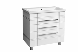 Тумба Stella Polar Опера 80 с раковиной Cersanit Сомо 80, патина серебро - фото, отзывы, цена