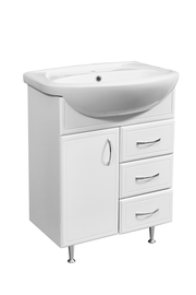 Тумба Stella Polar Концепт 65, 3 ящика, белая с раковиной Rosa Элеганс 65 - фото, отзывы, цена