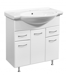 Тумба Stella Polar Концепт 80, 2 ящика, белая с раковиной Cersanit Эрика 80 - фото, отзывы, цена