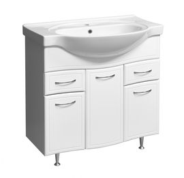 Тумба Stella Polar Концепт 90, 2 ящика, белая с раковиной Santek Эльбрус 90 - фото, отзывы, цена