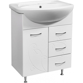 Тумба Stella Polar Фантазия 65, 3 ящика, белая с раковиной Rosa Элеганс 65 - фото, отзывы, цена