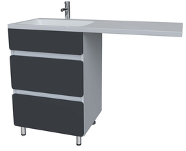 Тумба напольная Stella Polar Корделия 60, 2 ящика, ст/м., серая с раковиной Madera Kamilla 120 - фото, отзывы, цена