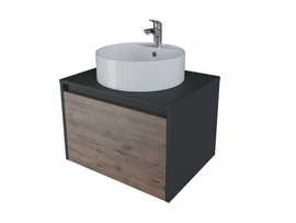 Тумба подвесная Stella Polar Эвита 60, темно-серая / веллингтон с раковиной Madera Luna 50 - фото, отзывы, цена