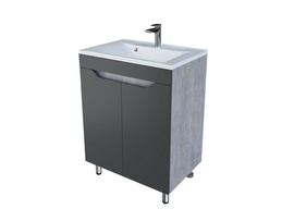 Тумба Stella Polar Абигель 65, 2 дв., серый / цемент, графит с раковиной Madera Milen 65 - фото, отзывы, цена