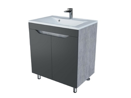 Тумба Stella Polar Абигель 80, 2 дв., серый / цемент, графит с раковиной Madera Milen 80 - фото, отзывы, цена