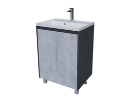 Тумба Stella Polar Кибела 60, цемент, серая с раковиной Madera Classica 60 - фото, отзывы, цена