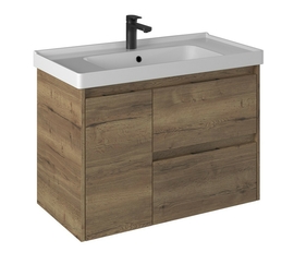 Тумба Briz Берн 90 см с раковиной Dreja Грэйс 90, дуб Веллингтон - фото, отзывы, цена