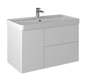 Тумба Briz Сенсе т20-90 с раковиной Beauty КР-90 с донным клапаном, белый глянец - фото, отзывы, цена