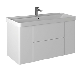 Тумба Briz Сенсе т20-100 с раковиной Beauty КР-100 с донным клапаном, белый глянец - фото, отзывы, цена