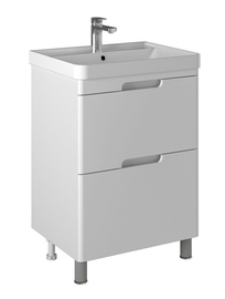 Тумба Briz Маре т8-60 с раковиной Beauty КР-60 с донным клапаном, белый глянец - фото, отзывы, цена