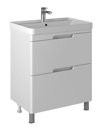 Тумба Briz Маре т8-70 с раковиной Beauty КР-70 с донным клапаном, белый глянец - фото, отзывы, цена