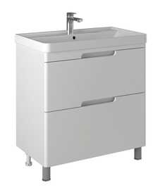 Тумба Briz Маре т8-100 с раковиной Beauty КР-100 с донным клапаном, белый глянец - фото, отзывы, цена