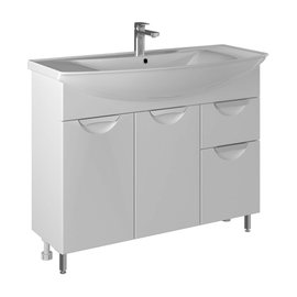 Тумба Briz Бриз 105 см с раковиной Kirovit Стиль 105, с корзиной для белья, белый глянец - фото, отзывы, цена