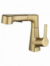 Смеситель для раковины Wonzon & Woghand с выдвижным изливом, брашированное золото, WW-121B108-BG - фото, отзывы, цена