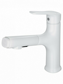 Смеситель для раковины Wonzon & Woghand с выдвижным изливом, белый матовый, WW-AE4151-MW - фото, отзывы, цена