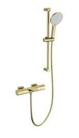 Смеситель для ванны с душевым гарнитуром и термостатом Wonzon & Woghand Plate, брашированное золото, WW-C2017-A-BG - фото, отзывы, цена