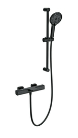 Смеситель для ванны с душевым гарнитуром и термостатом Wonzon & Woghand Plate, черный матовый, WW-C2017-A-MB - фото, отзывы, цена