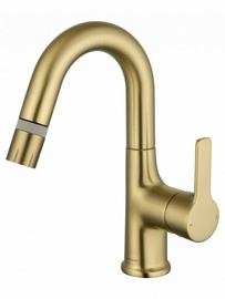 Смеситель для раковины Wonzon & Woghand с выдвижным изливом, брашированное золото, WW-FE01L212-BG - фото, отзывы, цена