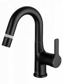 Смеситель для раковины Wonzon & Woghand с выдвижным изливом, черный матовый, WW-FE01L212-MB - фото, отзывы, цена